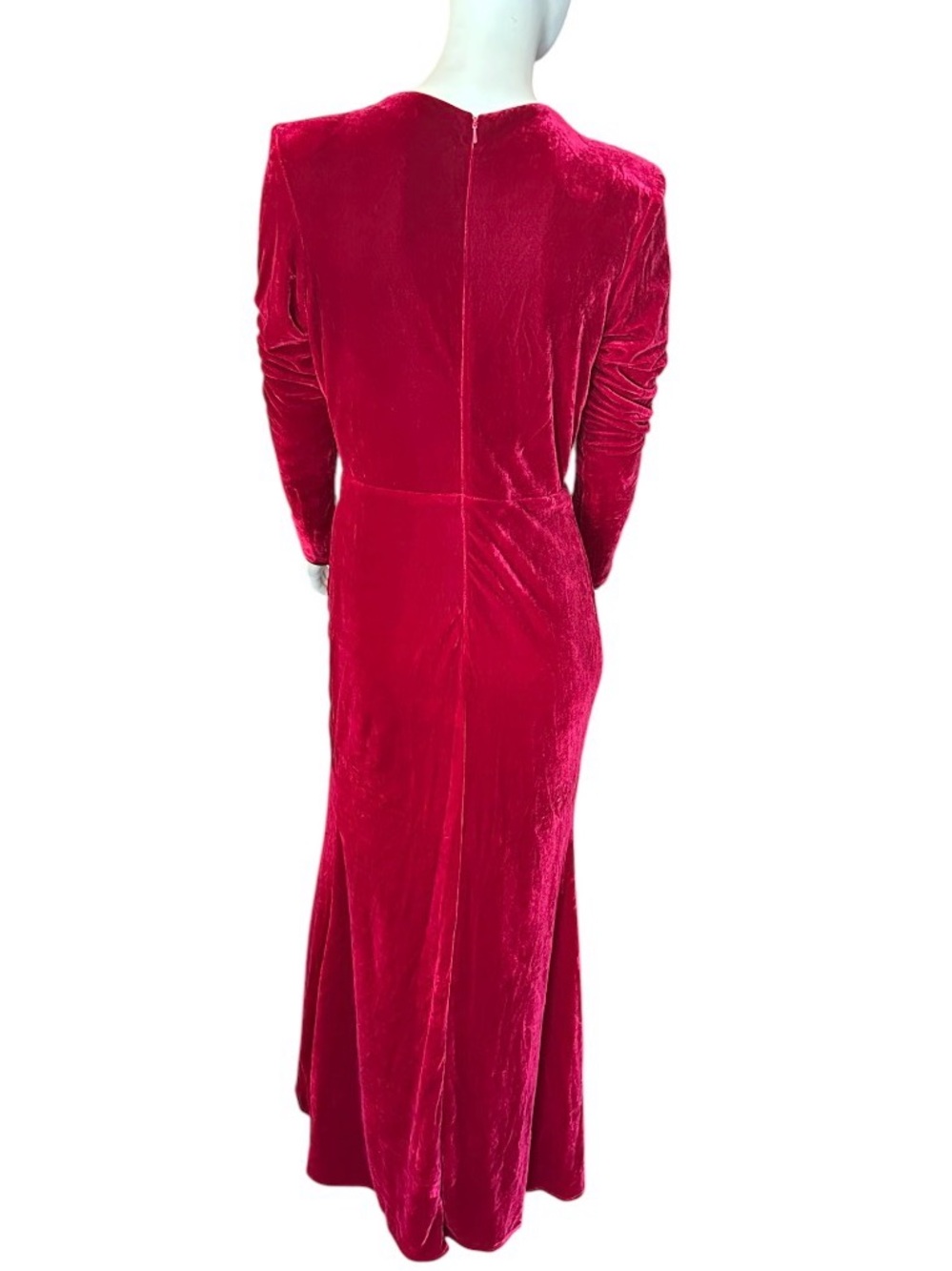 Inewer Stretch Velvet Draped Maxi Dress Red Size 12 NWT - Picture 4 of 9